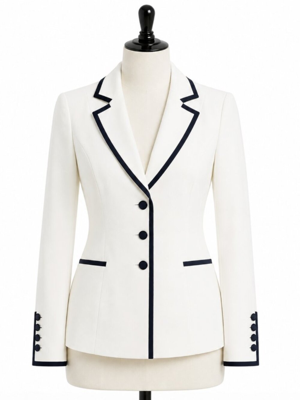 NEW WHITE HOUSE BLACK MARKET WHBM ECRU 3 BUTTON SIGNATURE BLAZER JACKET SZ 0